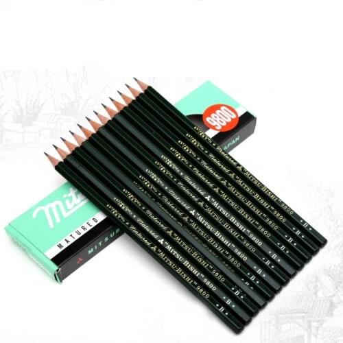 12pcs/Box UNI 9800 Profession Drawing Pencil Set Anti-breaking Lead 2B-8H Sketch Pencils for School Crayon Graphite Art Pencils