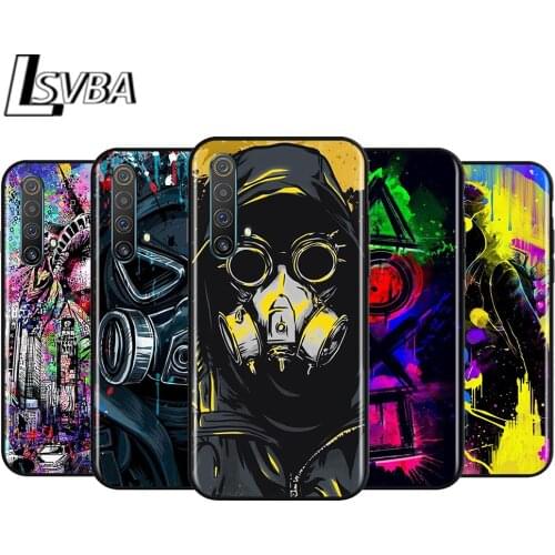 DJ Man Antigas mask Shockproof Cover for OPPO Realme7 7i 6 5 3 2 Pro C1 C2 Black Phone Case Shell Soft Fundas Coque Capa