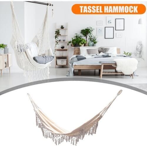 Outdoor Garden Luxury Hammock Tassel Canvas Swing Chair Hanging Bed Hiking Camping Hunting Foldable Hammock Photo Props