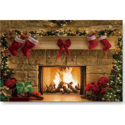 Merry Christams Fireplace Bath Rugs Christmas Doormat Non-Slip Door Mat Carpet Bathroom Accessories Customizable