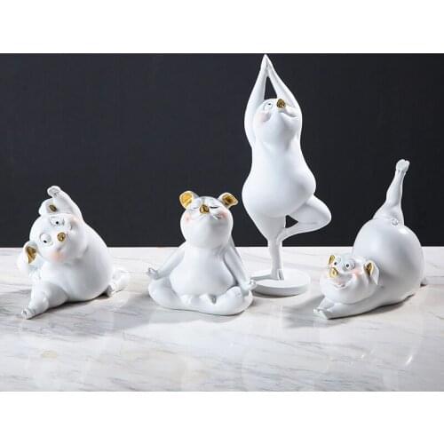 Nordic Cartoon Yoga Piglet Creative Personality Cute Animal Modern Minimalist Ornament Gifts