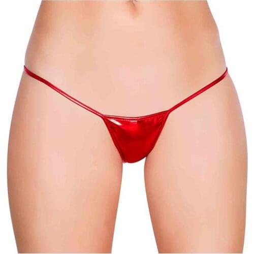 Merry See Red Leather Looking Tanga