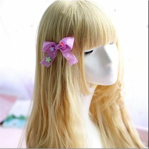Fairy Lovely Shining ribbon Bowknot Hairpin Hair Accessories Japanese Kawaii Hair clips Headwear Side clip B904