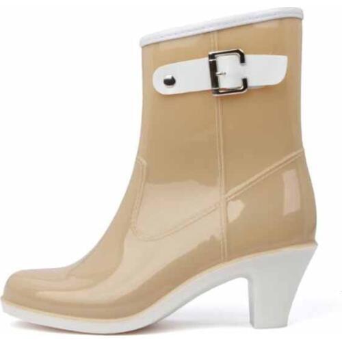 Women PVC Lace-up Ankle Rain Boots Candy Colors Cartoon Rainboots Waterproof Water Shoes Woman Wellies