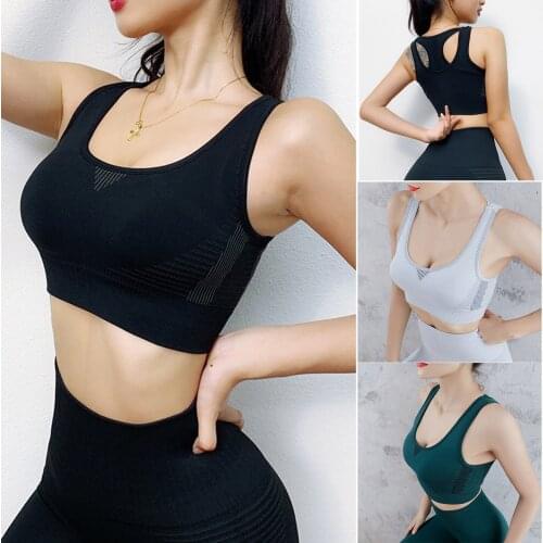 Womens Sports Bra Cross Back Yoga Mesh Seamless Crop Top Quick-drying Running Underwear for Fitness 4 Sizes M2