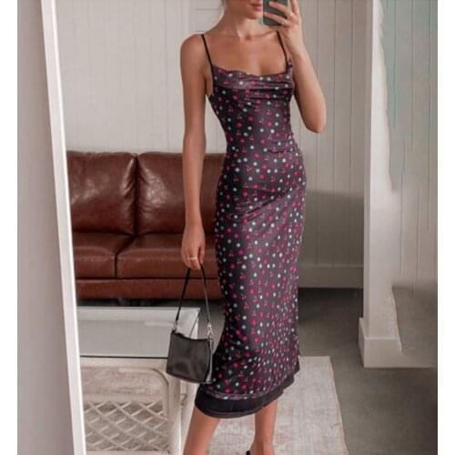 Sleeveless Off-shoulder Floral Print A-line Dress Summer Sweet Women Beach Slim Dress Sexy Bodycon Pullover Sling Robe Chic Wear