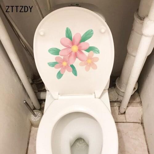 ZTTZDY 20*19.8CM Hand Painted Pink Flowers Kids Room Wall Decal Fashion Toilet Sticker Decor T2-0326