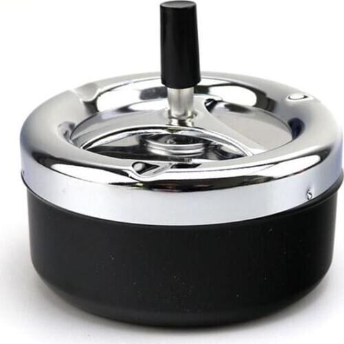 1pcs Windproof Press Rotating Lid Ashtray Metal Modern Rotating Ashtray For Men Home Office Hotel Smoker Gift