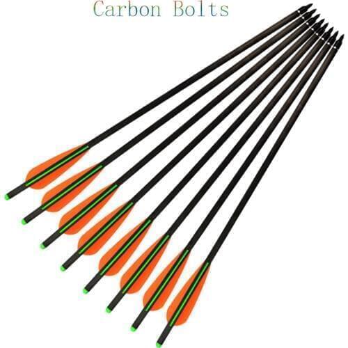 12Pcs Carbon Crossbow Bolts 16" 18" 20" 125 Grain Screw Field Tips Archery Bow Hunting Outdoor Sport Free Shipping Carbon Arrows
