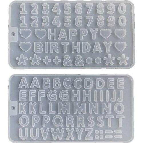 2 Pcs Alphabet Crystal Epoxy Resin Mold English Letters Number Pendant Keychain Casting Silicone Mould DIY Crafts Mold