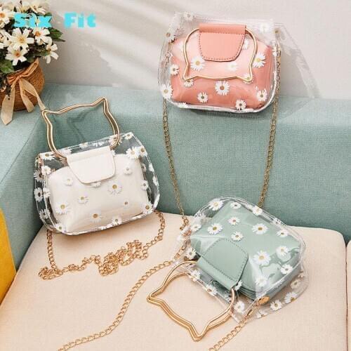 2020 Transparent Mobile Phone Jelly Bag Pu Pvc Shoulder Chain Ladies Handbag Female Mini Pouch Girls Crossbody Messenger Bag