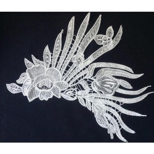 32.5cm*27.5cm polyester embroidery chest flower patch,guipure embroidery chest applique,XERY-BQ1123B