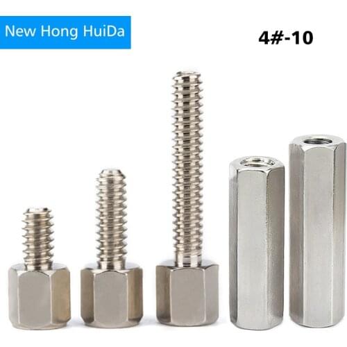 #4-40x6+5/6/7/8mm Hex Male Female Brass Standoff Stud Board Nickel Plated Thread Hexagon PCB Motherboard Standoff Spacer