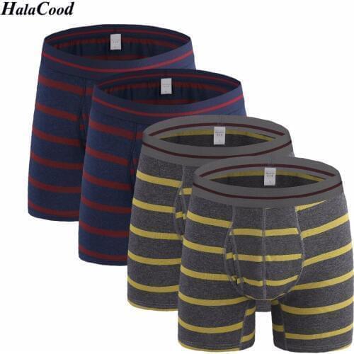 4Pcs/lot Fashion Classic Mens Boxers Cotton Mens Underwear Trunks Plus Size Homme Panties Boxer Elastic Waistband Shorts Loose