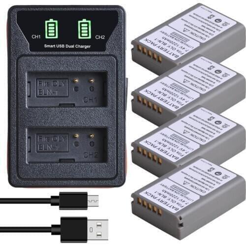 4x BLN-1 PS BLN1 PS-BLN1 Battery with LED Dual Charger for Olympus OM-D E-M1, Pen F OM-D E-M5 pen E-P5, OM-D E-M5 Mark II
