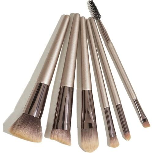 6Pcs Champagne Makeup Brushes Set for Cosmetic Foundation Powder Blush Eyeshadow Blending Make Up Brush Beauty Tool