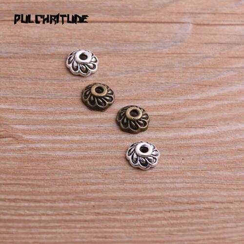 60pcs 3*10*10mm Two Color Bead Caps Charm Hollow MINI Flower Pendants Jewelry Accessories DIY Receptacle Charms