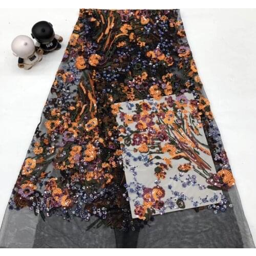 African Lace Fabric Embroidered Nigerian Sequin Lace Fabric 2021 Ladies High Quality French Tulle Lace Fabric XX3702