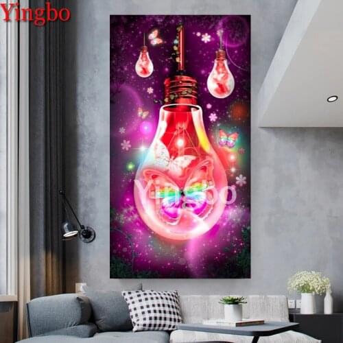 5D DIY Diamond Painting Cross Stitch Fantasy Art Light Bulb Butterfly Diamond Mosaic Diamond Embroidery Home Decor Wall Art