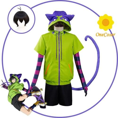 Anime SK8 the Infinity SK Eight Miya Chinen Cosplay Costume Black Wig Jacket Tail Gloves SK Eight Halloween Party Outfits Suit