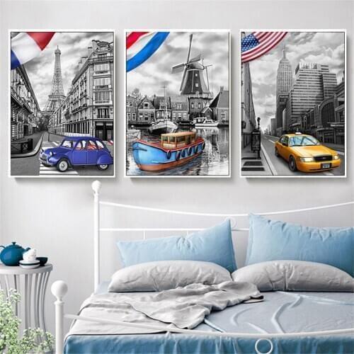 AZQSD Diamond Painting Boat Full Drill Square Diamond Art Landscape Home Decor 5d Embroidery Sale Cross Stitch Handmade Gift