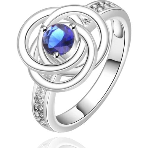 Beiliwol Silver Color New Design Flower Finger Rings for Women Plant Jewelry Lady Gift Nice Price Wholesale 2018 AAA Zircon