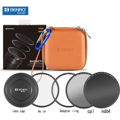 Benro 82mm Magnetic Circular mc uv+cpl+nd64+bag+adapter ring+cap filter set