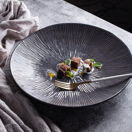 Large ceramic plate household fish plate European Western food plate irregular creative fruit plate artistic conception dish