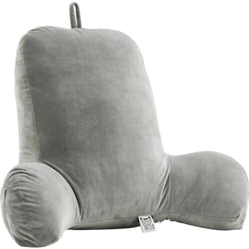 Oversized Reading Pillow Velvet Bedrest Lounger for Pregnancy with Arm Rest