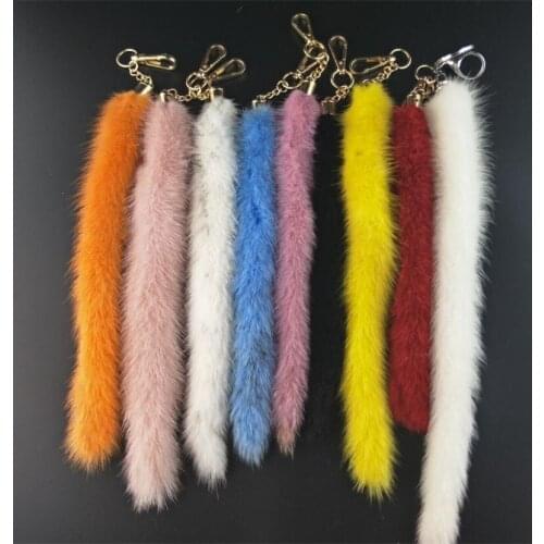 Real Mink Fur Tail Keychain Car Decoration Pendant New Fashion Colours Bag Charm Gifts For Women