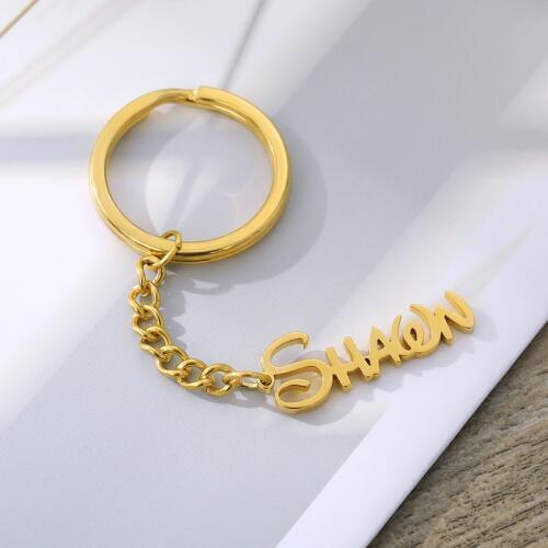 Personalized Handmade Name Keychain Stainless Steel Custom Name Initials Letters Keyring Women Men Key Accessories