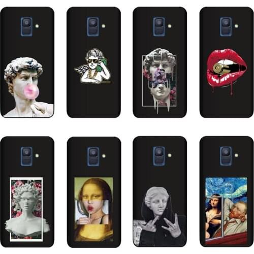 QAQsam Silicone For Samsung Galaxy A6 2018 A600 Case Cartoon Statue Abstract Art Painted Soft TPU Back Cover Capa Fundas