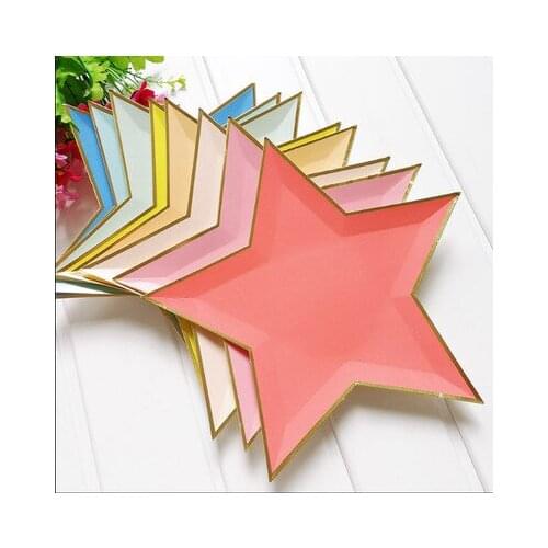 Star Design Paper Plates Mixed Pastel Color Dinner Dessert Tableware Plates Wedding Gender Reveal Party Table Supplies 50pccks