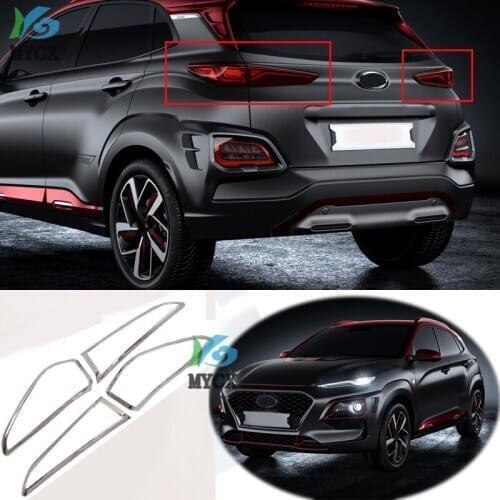For Hyundai Kona 2018 2019 2020 Rear Light Strips ABS Chrome External Taillight Decoration Cover Trim Car styling