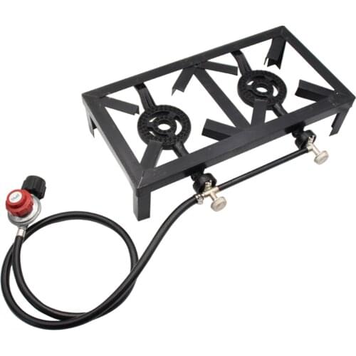 Gas Propane Double Burner Camp Stove Outdoor High Pressure Propane Stove Adjustable PSI Regulator for Picnic BBQ Accessories