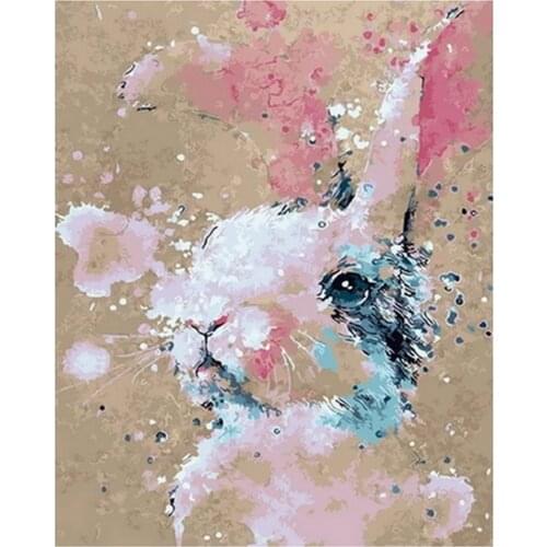 Frameless diy painting by numbers animals wall decor picture by numbers on canvas for home decor 4050cm rabbit