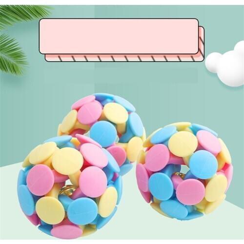 Macaron Braided Ball For Small Medium Pet Dog Chew Clean Teeth Rubber Balls Cat Training Exercise Fun Biting Toy With Small Bell