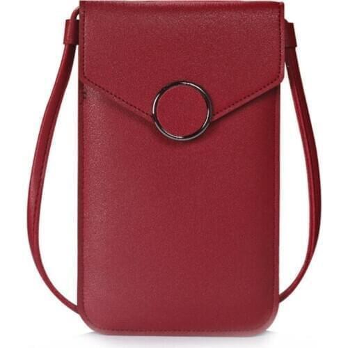Mini Crossbody Cell Phone Pouch Purse PU Leather Shoulder Bag with Touch Screen Window