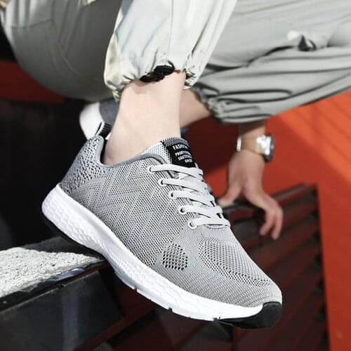 Men sneakers 2021 new solid color summer casual shoes male mesh breathable lace up sneakers men sports shoes plus size