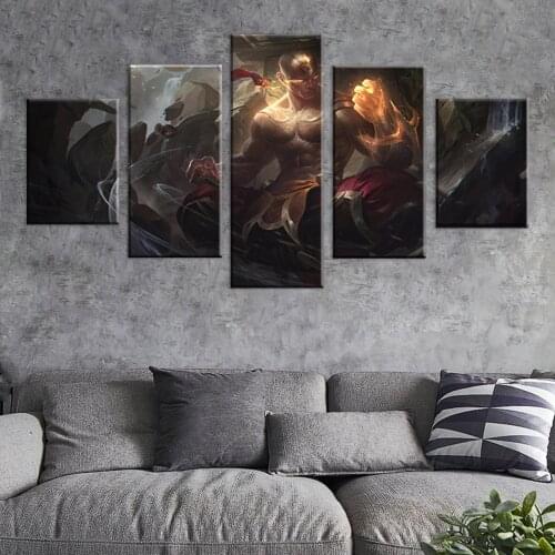 5 Panel LOL League of Legends Lee Sin Game Canvas Printed Painting For Living Wall Art Home Decor HD Picture Artworks Poster