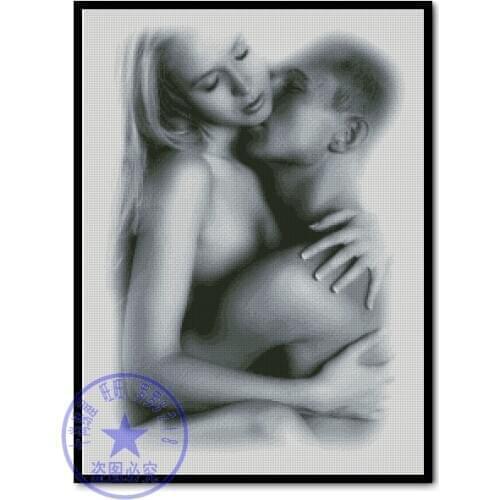 Top Quality romantic nostalgic counted cross stitch kit love kiss kissing forever love lover couple