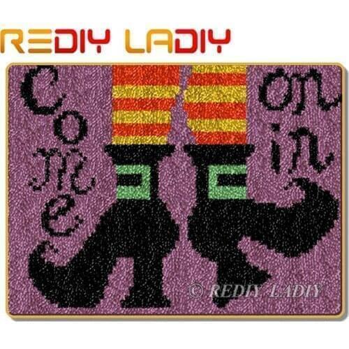 Latch Hook Rug Kits Make Your Own Rug Come On In Crocheting Cushion DIY Carpet Rug Acrylic Yarn Printed Canvas Hobby & Crafts