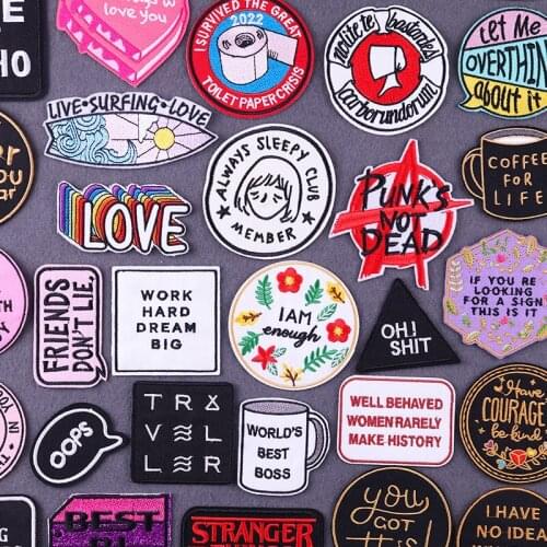 Pulaqi Letter Pacth DIY Cartoon Embroidery Patches For Clothing Jackets Backpack Badges Iron On Stickers Patches On Clothes