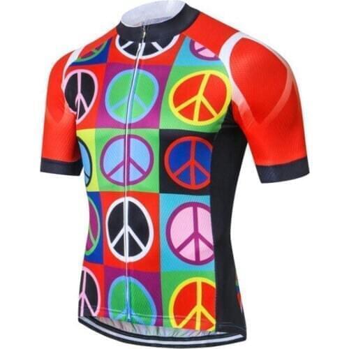 HIRBGOD 2020 New Mens Cycling Jersey Funny Rainbow Peace Sign Bike Shirt Summer Short Sleeve Cycling Clothing Ciclismo,HK788