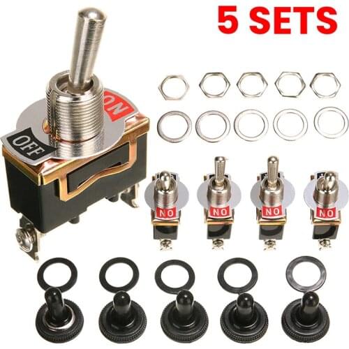 New 5Sets SPST 2Pin Heavy 15A 250V ON-OFF ON-ON-OFF-ON SPST SPDT DPDT Power Rocker Toggle Switch Waterproof Cap