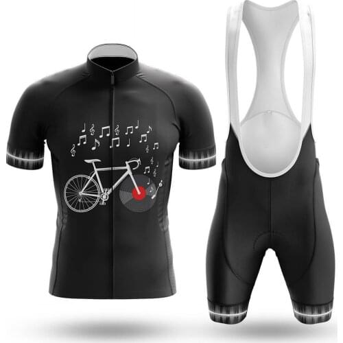 New Music Bike Cycling Jersey Set Sport Team Bike Men Clothing Quick Dry Summer Sleeve Cycling Road Ride Shirt Bib Short Gel Pad