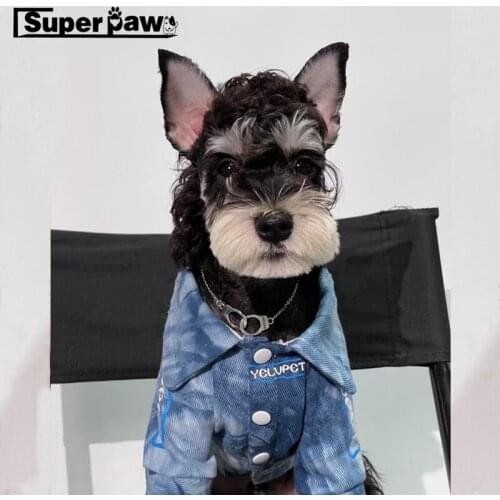 New Style Pet Dog Demin Jacket Jean Clothes Cat Hoodie Winter Warm Apparel For Small Medium Large Dogs French Bulldog Pug YSC03