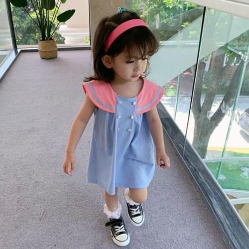 Girls clothes dress cartoon letter printing 2-6 years old Beibei summer season College style Child dresses high-quality clothing