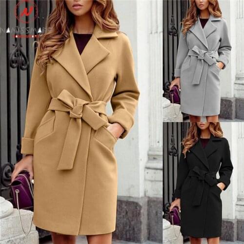 England Style Wone Solid Color Woolen Coat Patchwork Design Pockets Deor Turn-down Collar Long Sleeve Winter Warm Long Coat