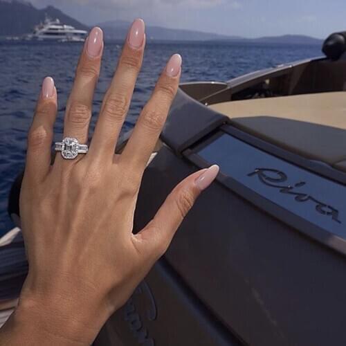 Original 925 sterling Silver Square Created Diamond Ring Luxury Engagement Wedding White Sapphire rings for Women Jewelry